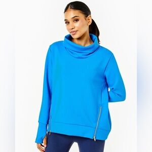 Addison Bay Blue Polished Double Knit Zip Everyday Pullover Sweatshirt L